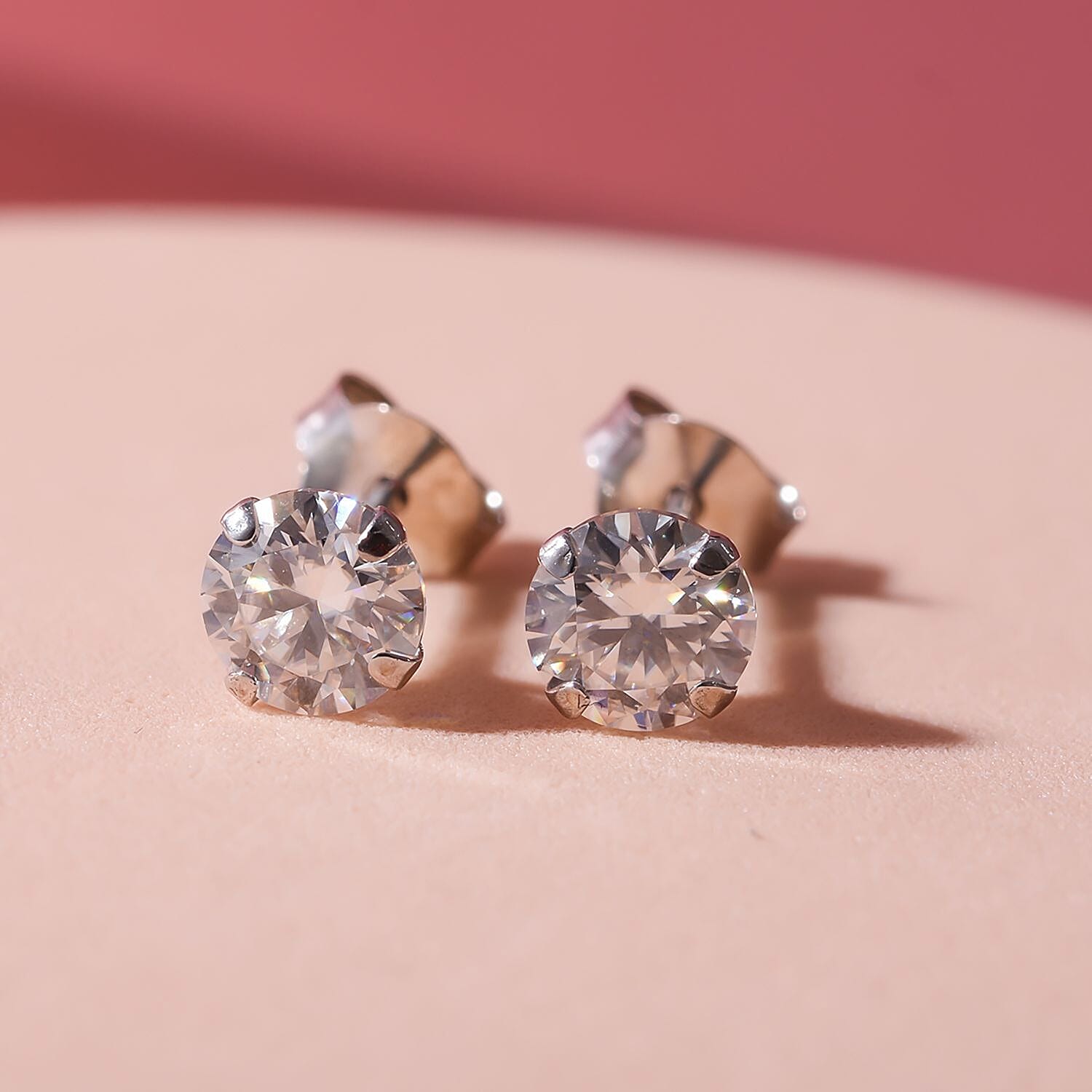 9K White Gold 1 Carat AA Moissanite Solitaire Stud Earrings With Post Push Back 7267143 2