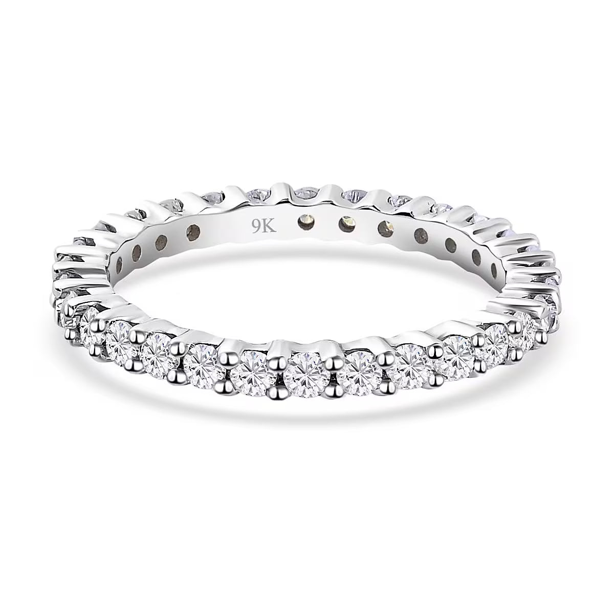 9K White Gold Moissanite Eternity Band Ring 8944567 0