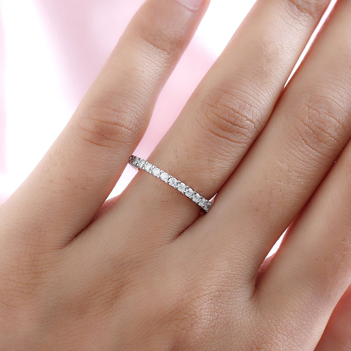 9K White Gold Moissanite Eternity Band Ring 8944567 3