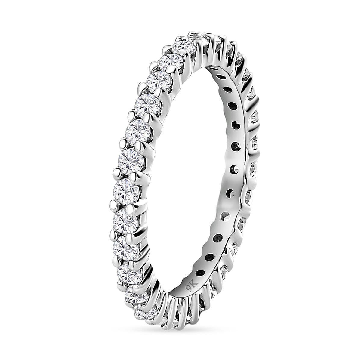 9K White Gold Moissanite Eternity Band Ring 8944567 4