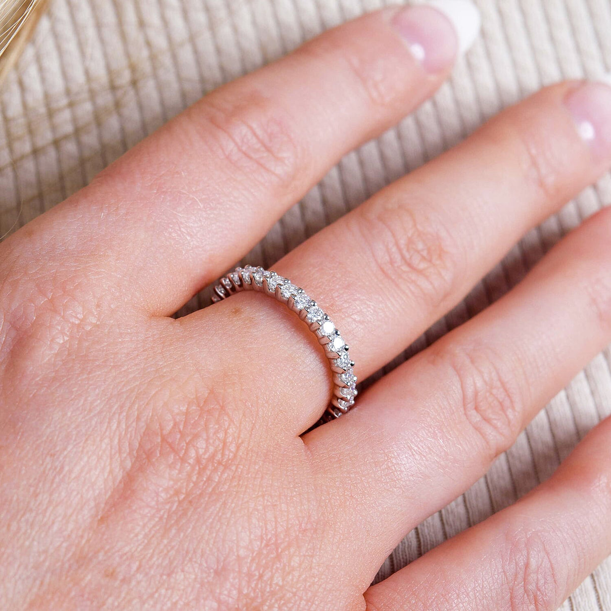 9K White Gold Moissanite Eternity Band Ring 8944567 7