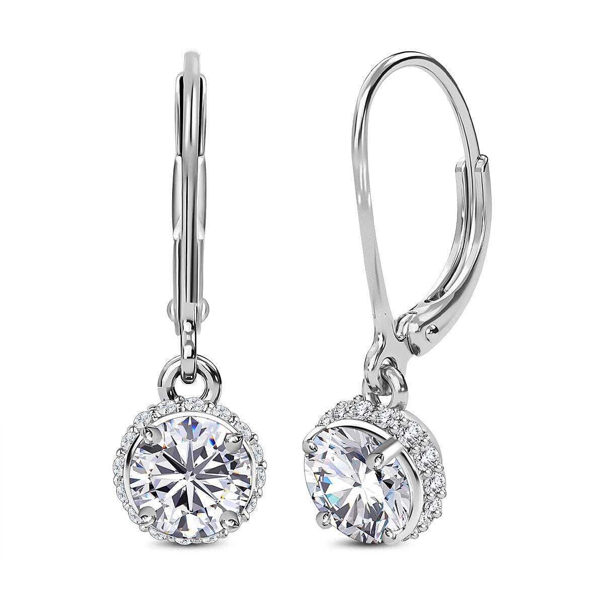 9K White Gold Moissanite Lever Back Earrings 1.72 Ct 7262605 0