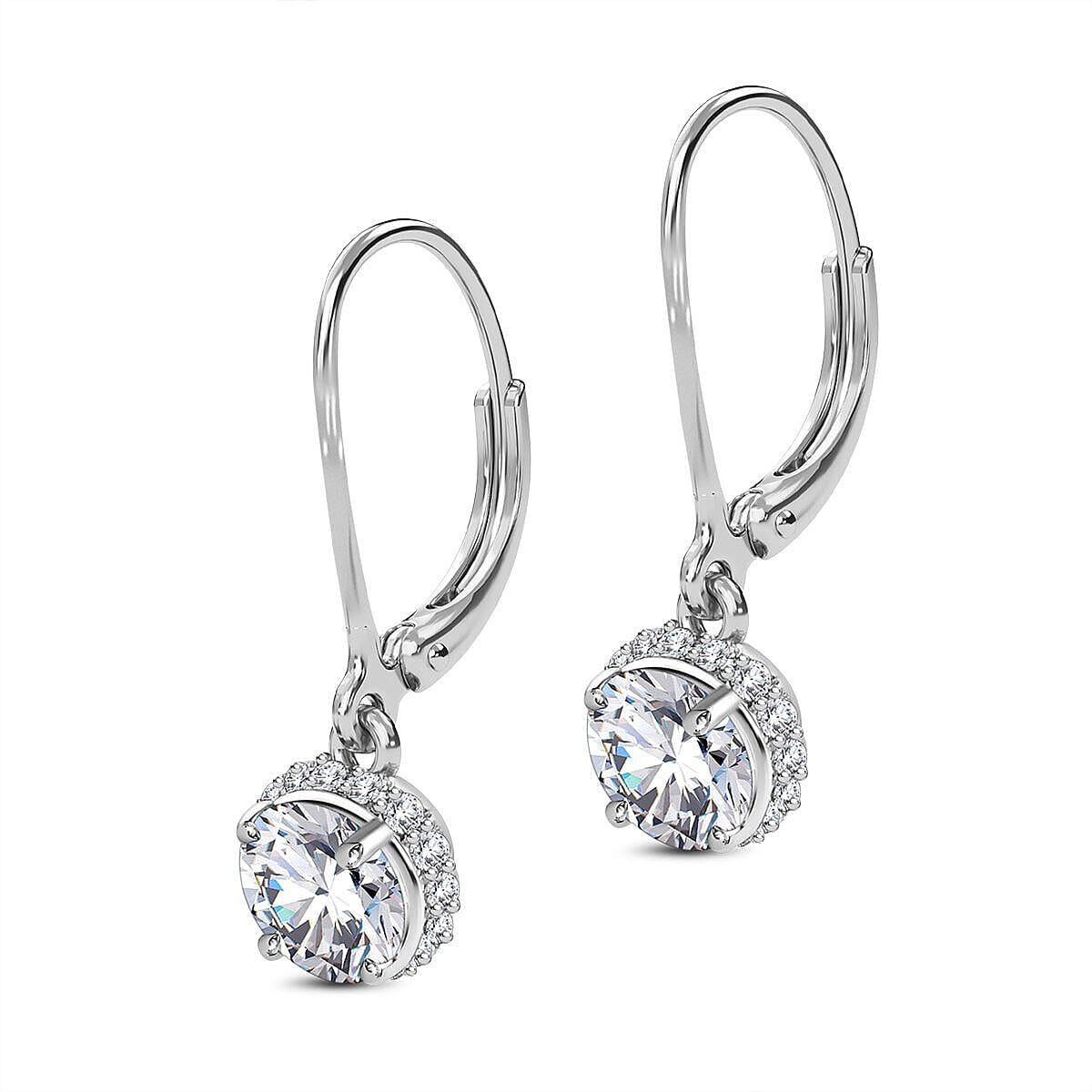 9K White Gold Moissanite Lever Back Earrings 1.72 Ct 7262605 3