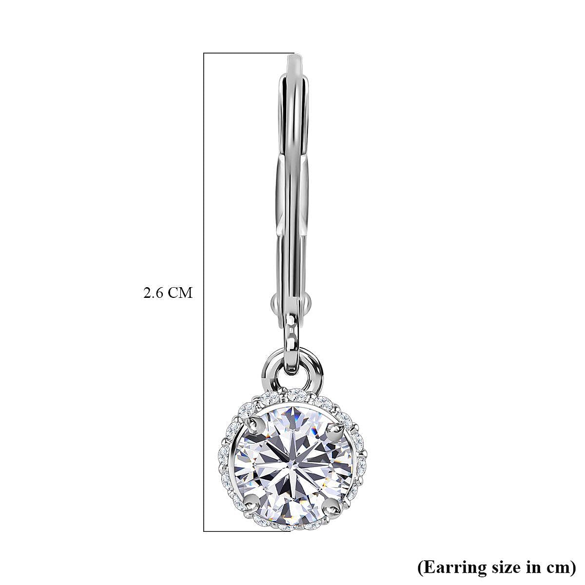 9K White Gold Moissanite Lever Back Earrings 1.72 Ct 7262605 4