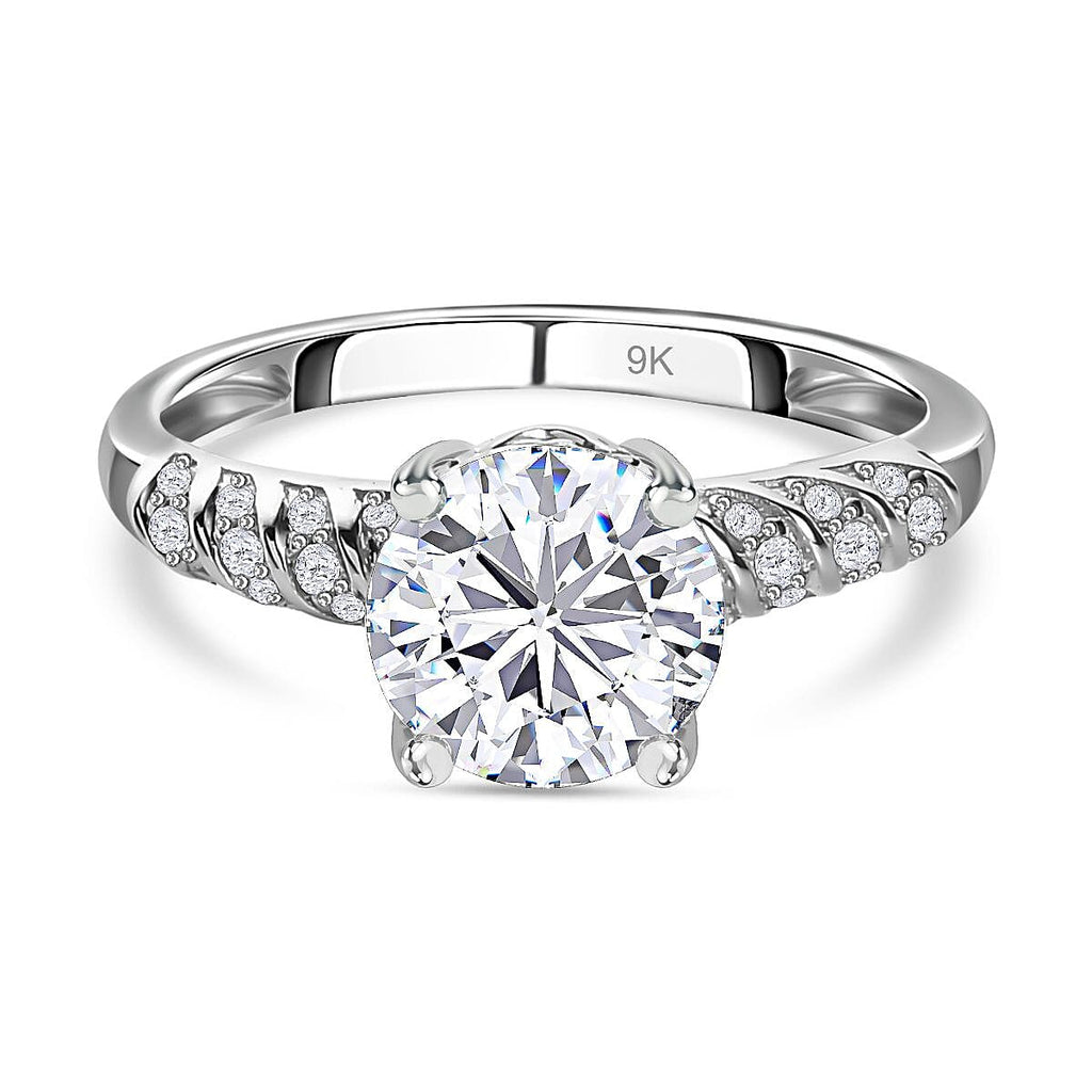 9K White Gold Moissanite Ring 1.59 Ct.
