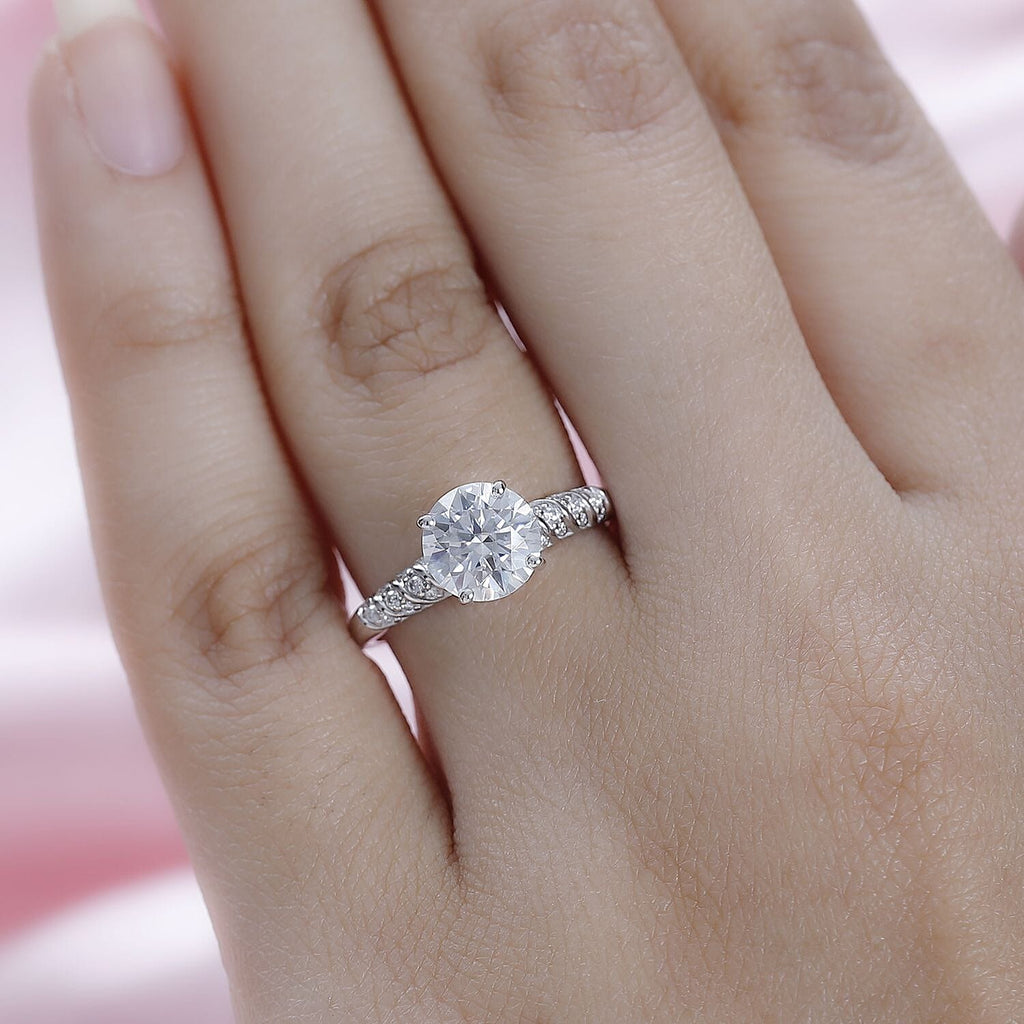 9K White Gold Moissanite Ring 1.59 Ct.