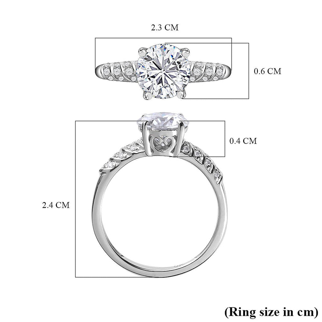 9K White Gold Moissanite Ring 1.59 Ct.