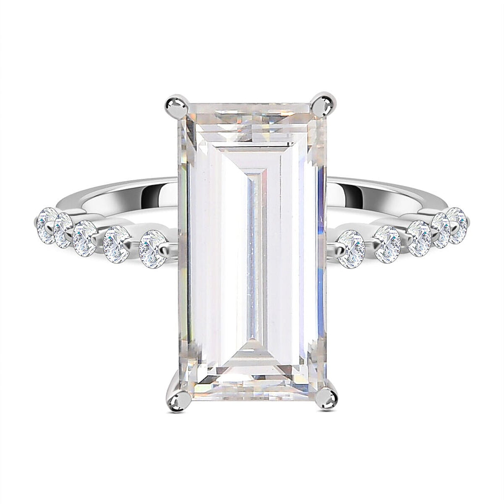 9K White Gold Moissanite Stone Ring 4.56 Ct.