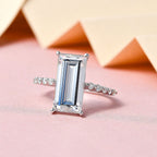 9K White Gold Moissanite Stone Ring 4.56 Ct.