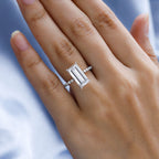 9K White Gold Moissanite Stone Ring 4.56 Ct.