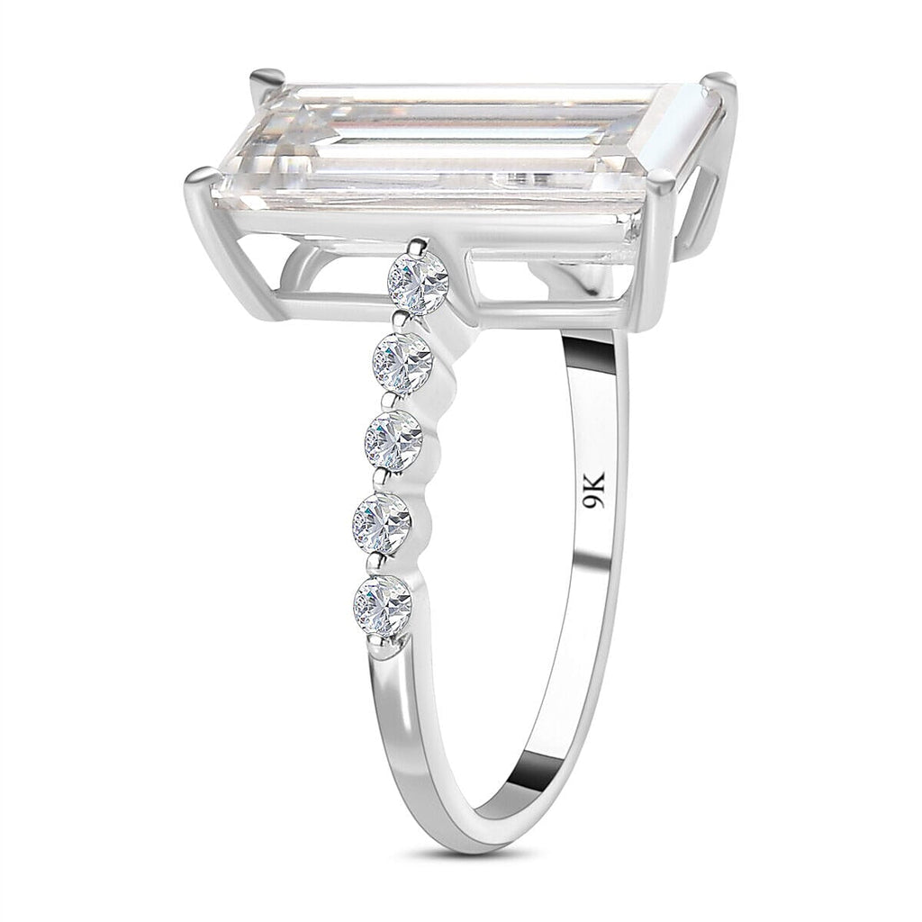 9K White Gold Moissanite Stone Ring 4.56 Ct.