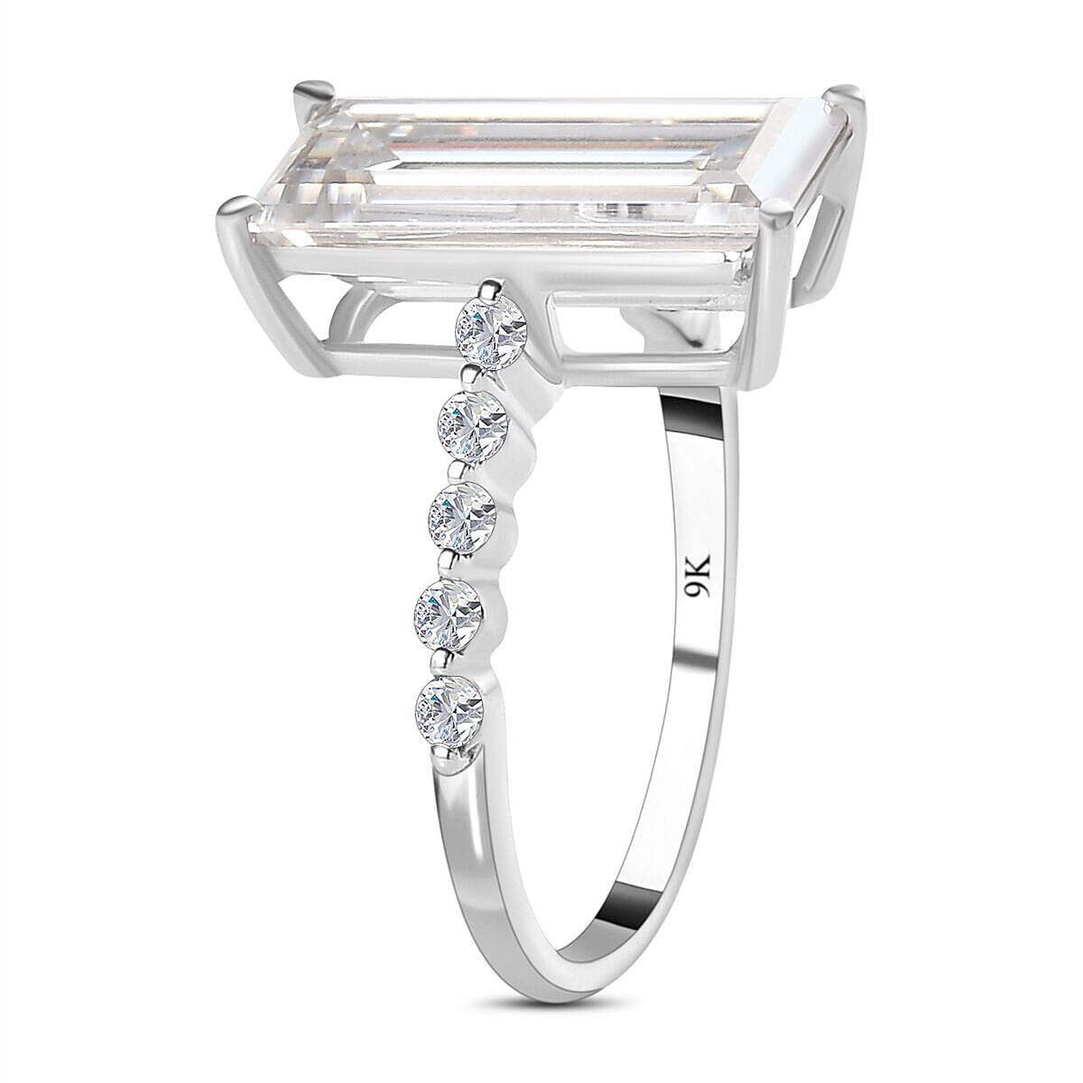 9K White Gold Moissanite Classic Solitaire Ring 4.56 Ct 7197040 9