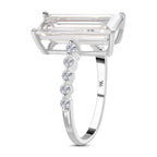 9K White Gold Moissanite Stone Ring 4.56 Ct.