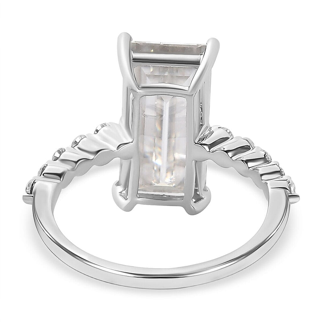 9K White Gold Moissanite Stone Ring 4.56 Ct.