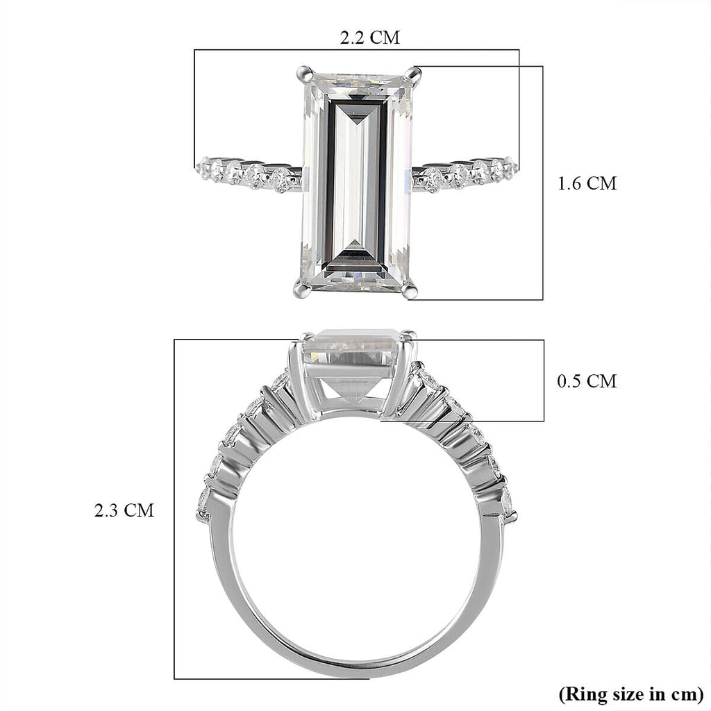 9K White Gold Moissanite Stone Ring 4.56 Ct.