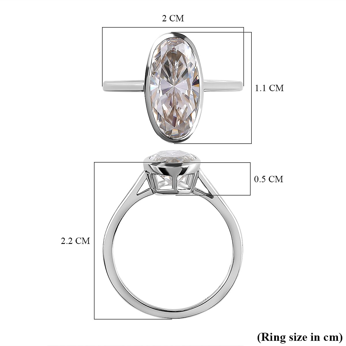 9K White Gold Moissanite Oval Solitaire Ring 3.02 Ct 7196979 11