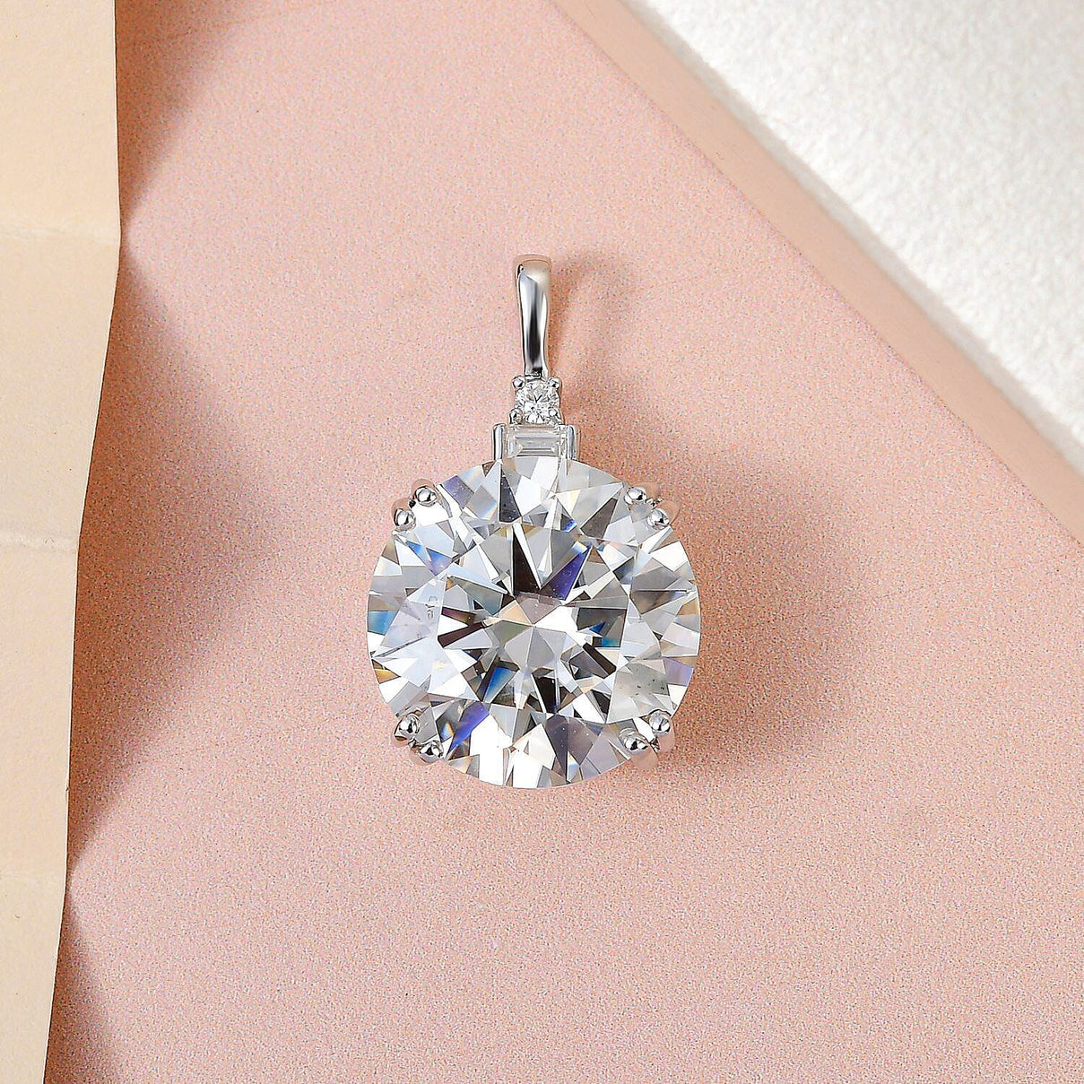 9K White Gold Moissanite Pendant 11.34 Ct 7261929 2