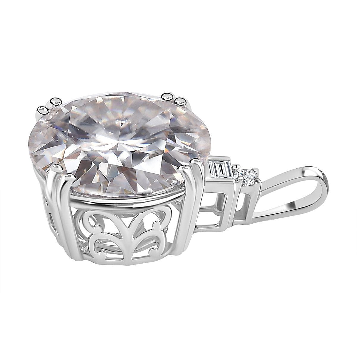 9K White Gold Moissanite Pendant 11.34 Ct 7261929 3