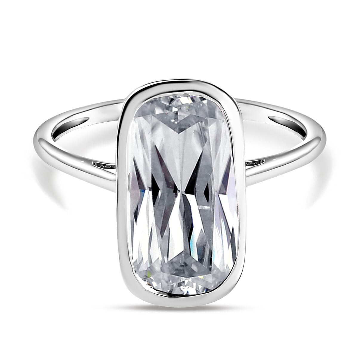 9K White Gold Moissanite Cushion Solitaire Ring 3.81 Ct 7197005 2