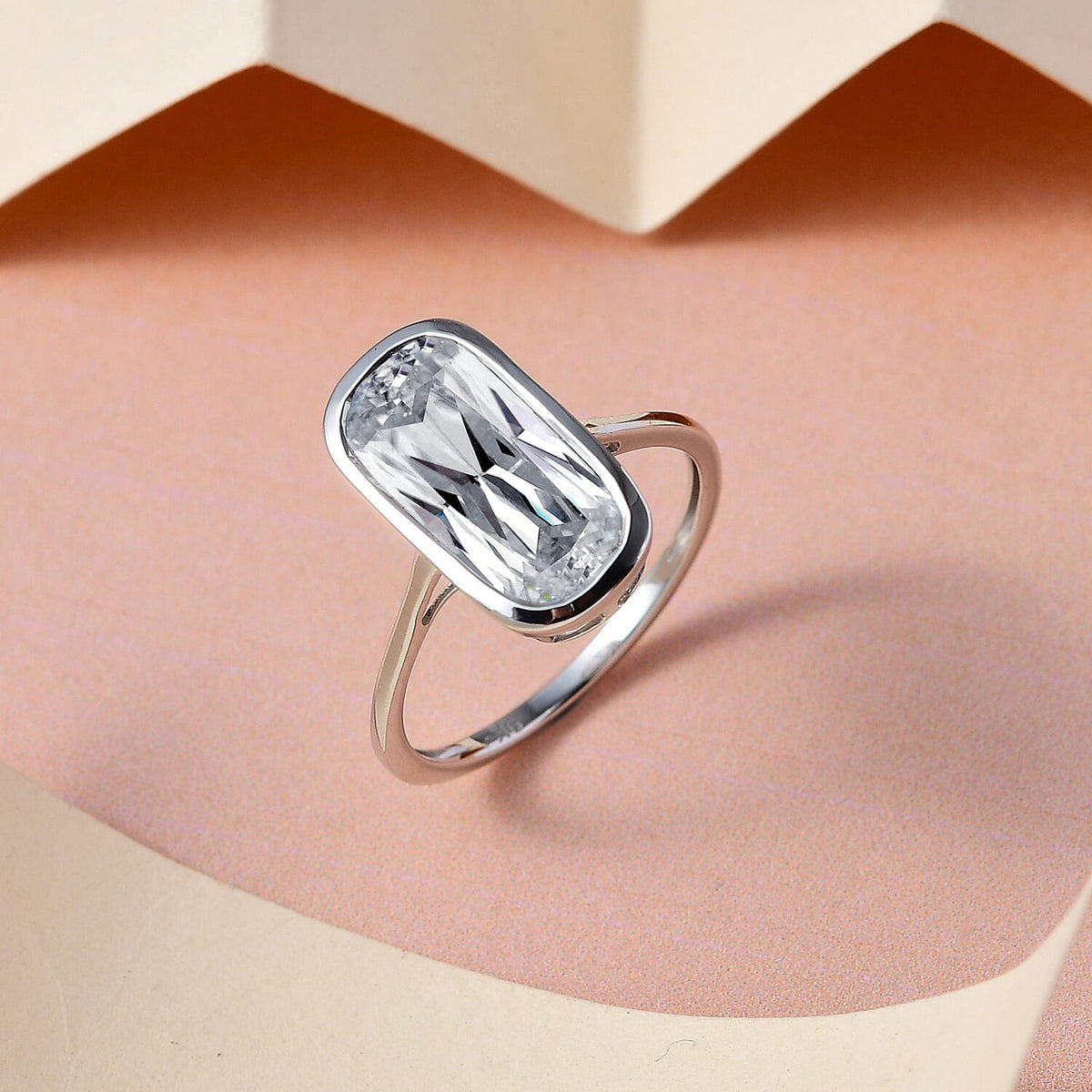 9K White Gold Moissanite Cushion Solitaire Ring 3.81 Ct 7197005 4
