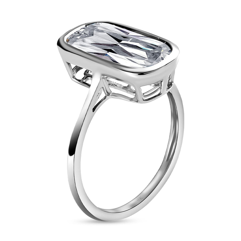 9K White Gold Moissanite Ring 3.81 Ct.