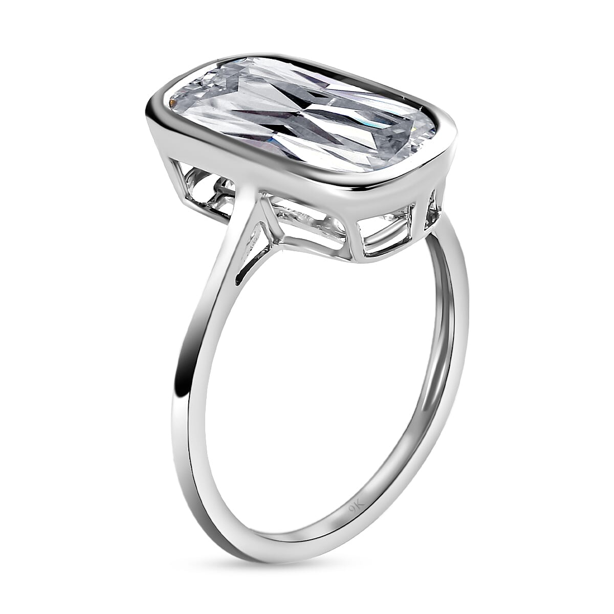 9K White Gold Moissanite Cushion Solitaire Ring 3.81 Ct 7197005 8