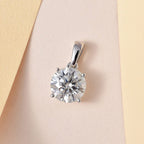 9K White Gold Moissanite Solitaire Pendant 1.78 Ct