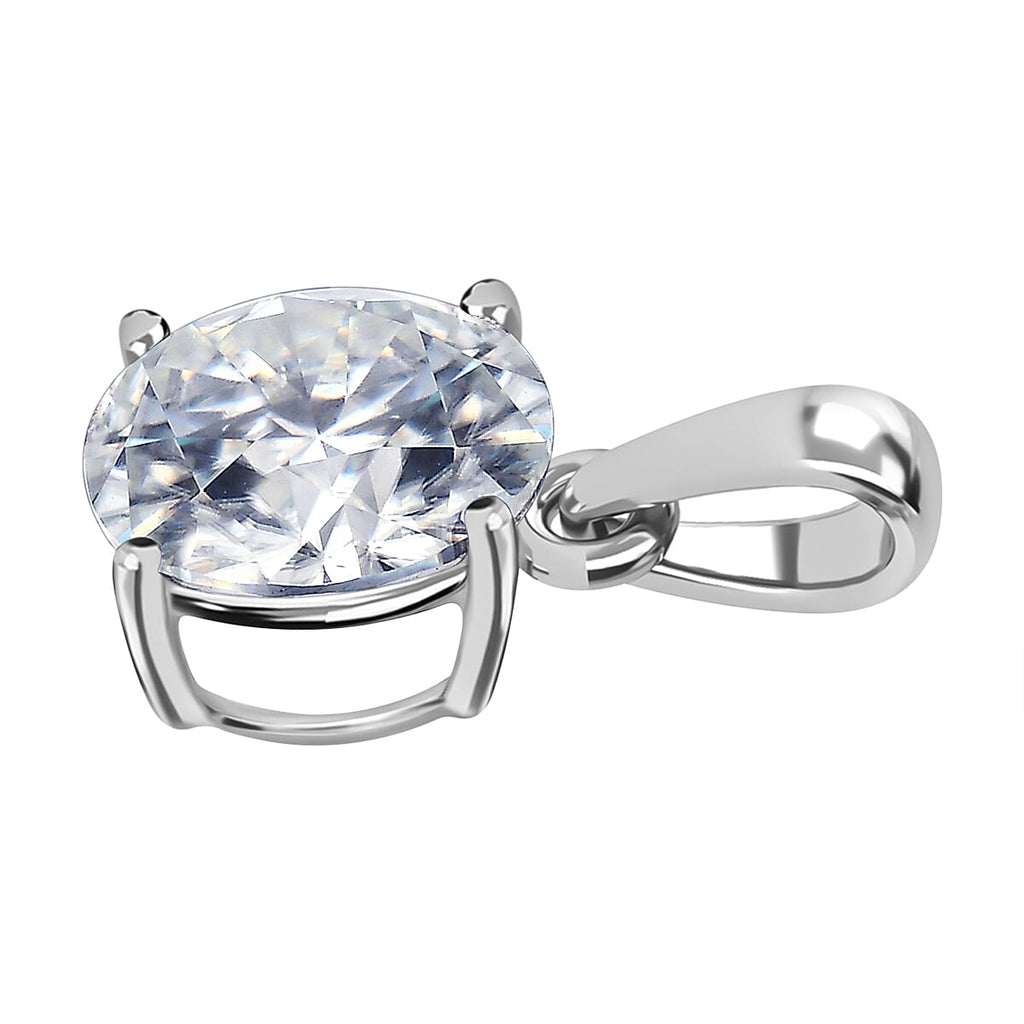 9K White Gold Moissanite Solitaire Pendant 1.78 Ct