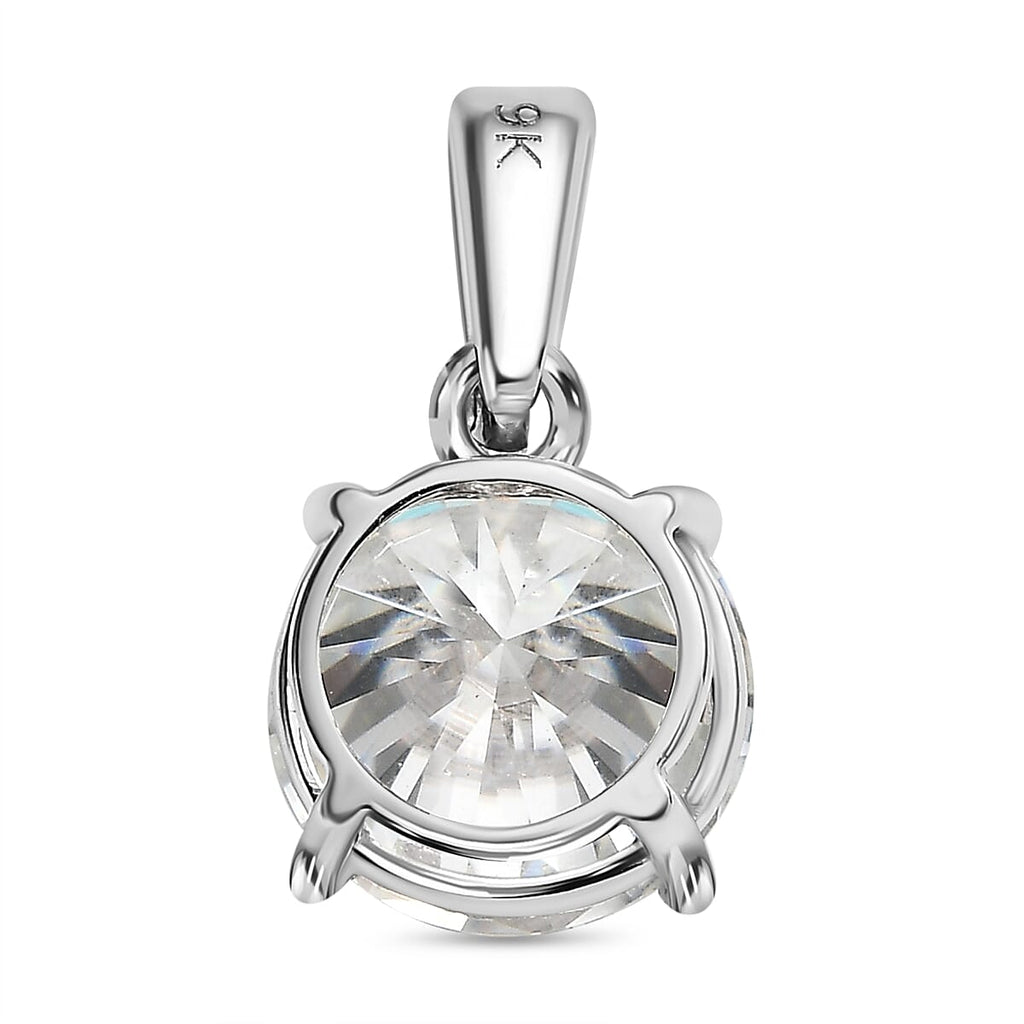 9K White Gold Moissanite Solitaire Pendant 1.78 Ct