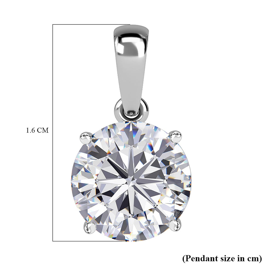 9K White Gold Moissanite Solitaire Pendant 1.78 Ct