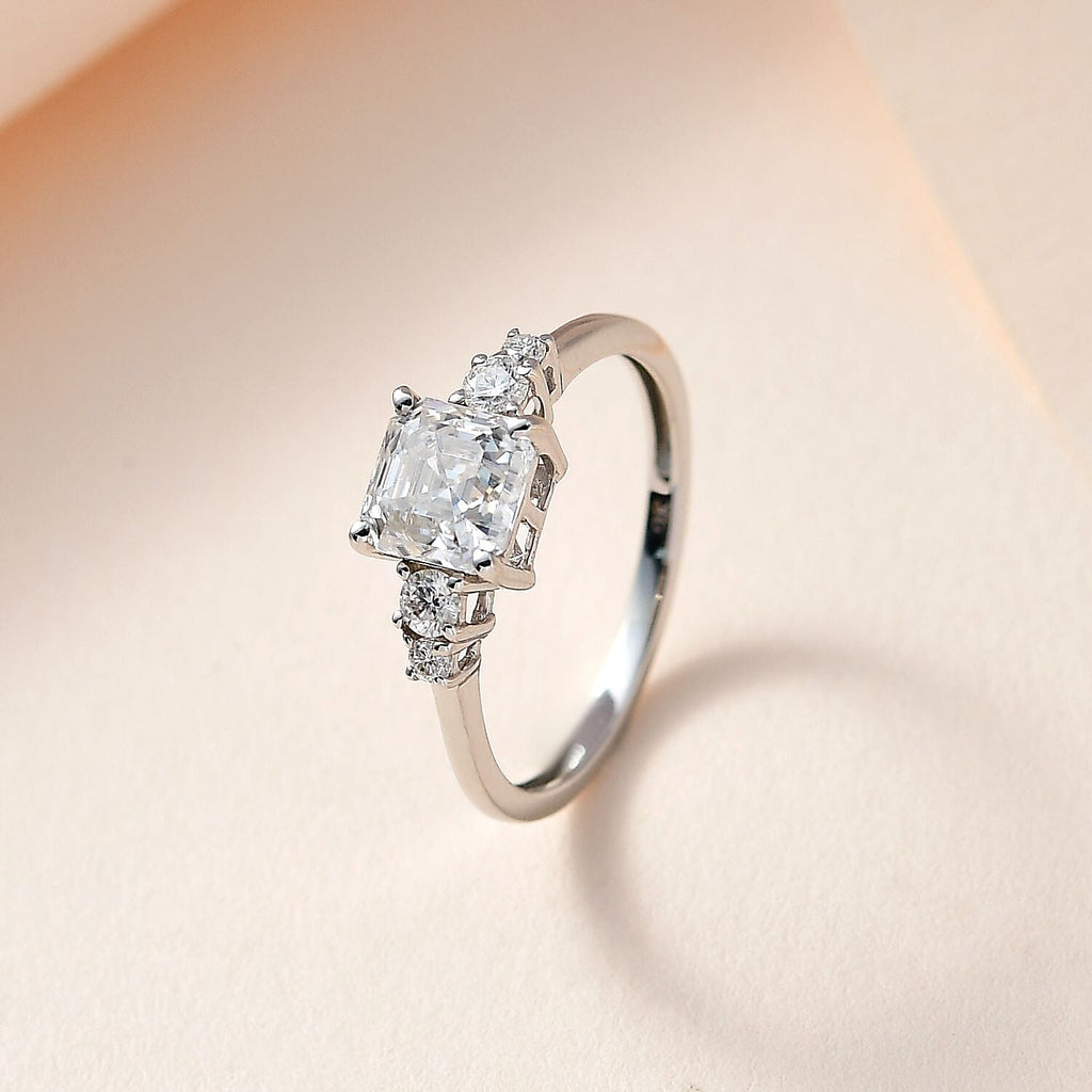 9K White Gold Moissanite Ring 1.34 Ct