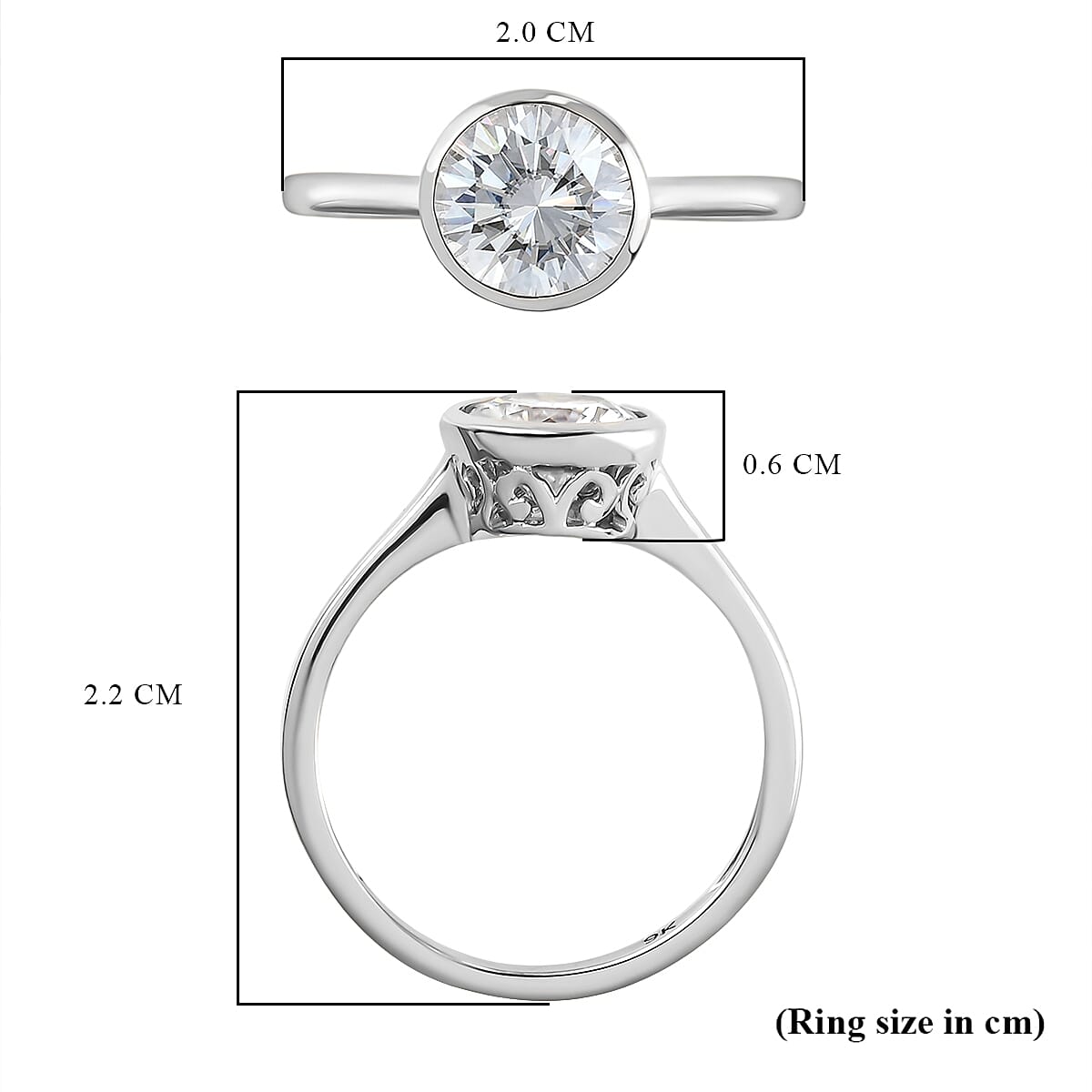 9K White Gold Moissanite Solitaire Ring 1.18 Ct 7312115 6