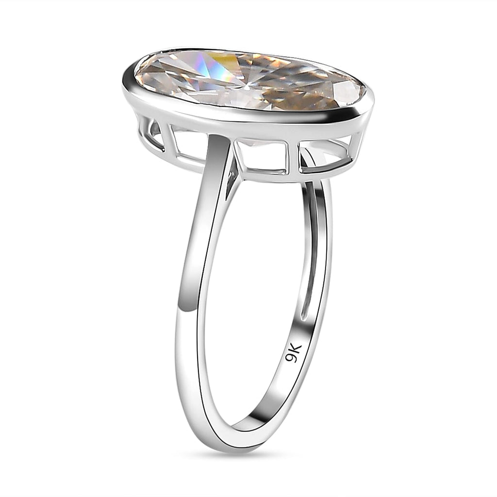 9K White Gold Moissanite Solitaire Ring 3.02 Ct.