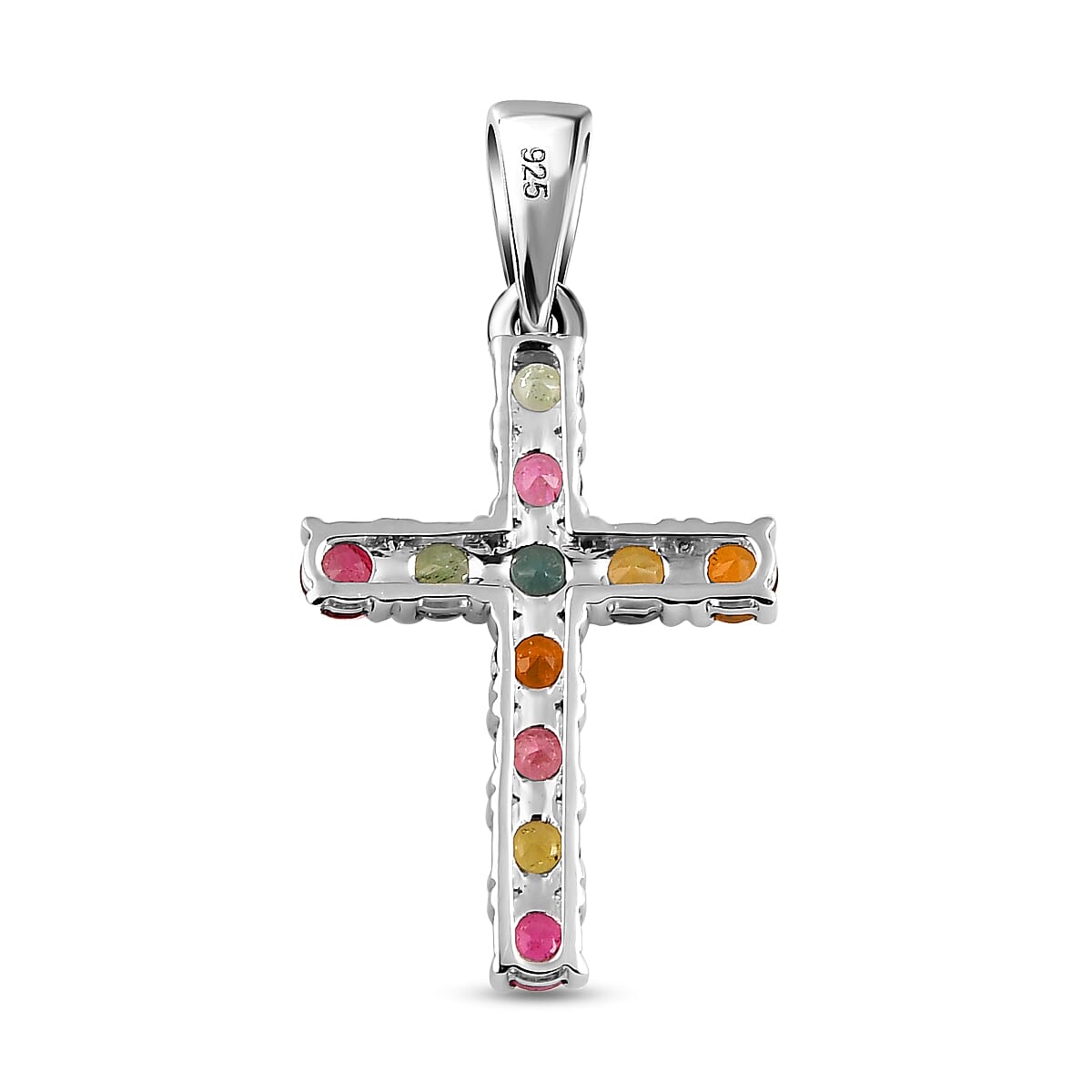 9K White Gold Multi-Tourmaline Cross Pendant 7257788 4