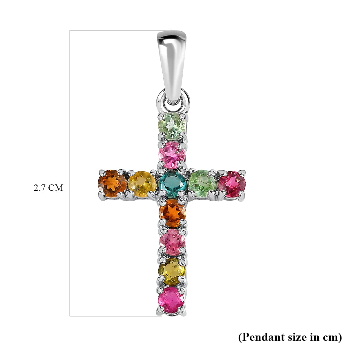 9K White Gold Multi-Tourmaline Cross Pendant 7257788 5