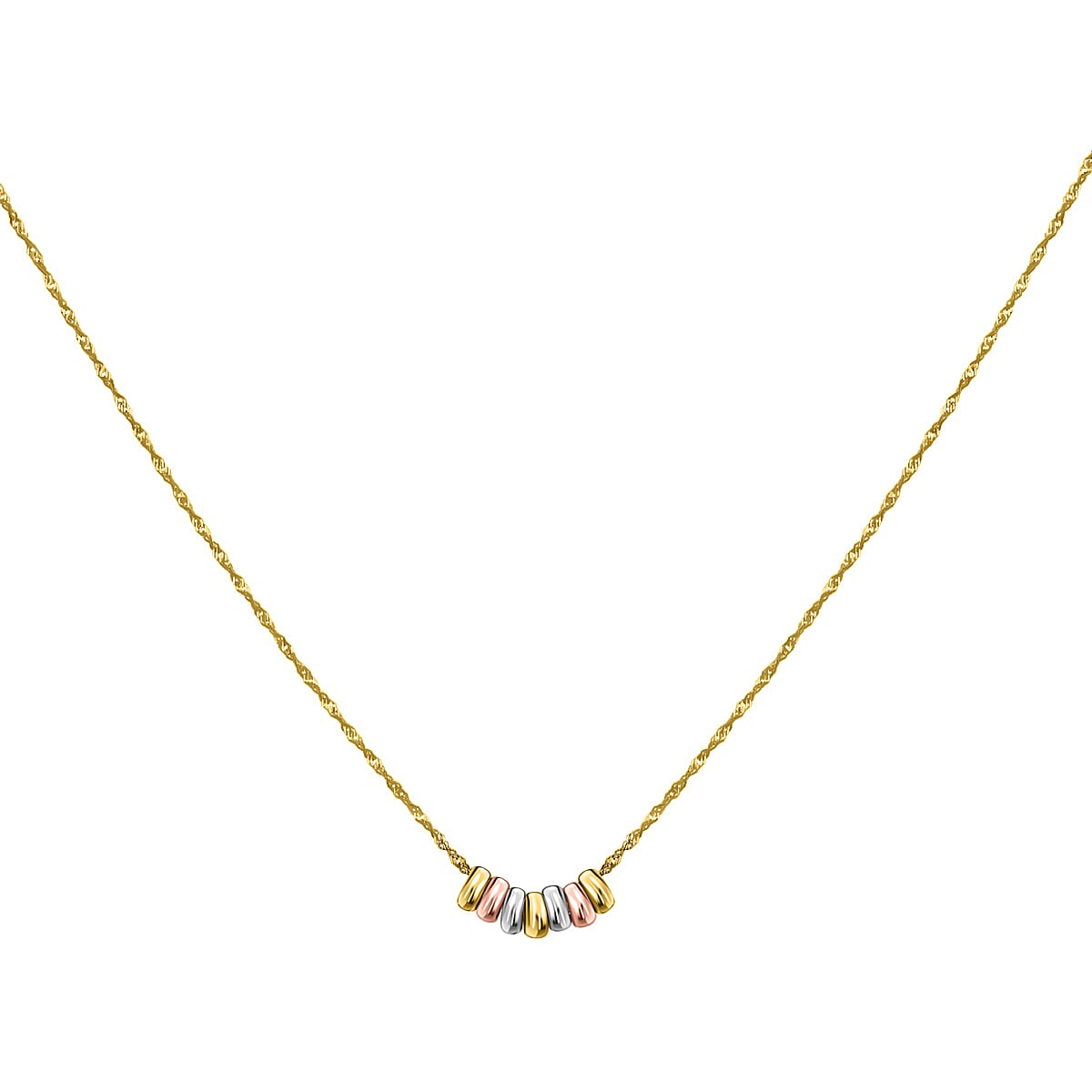 9K Three Colour Gold Mini 7 Lucky Rings Twist Curb Necklace 16 Inch 7488698 5