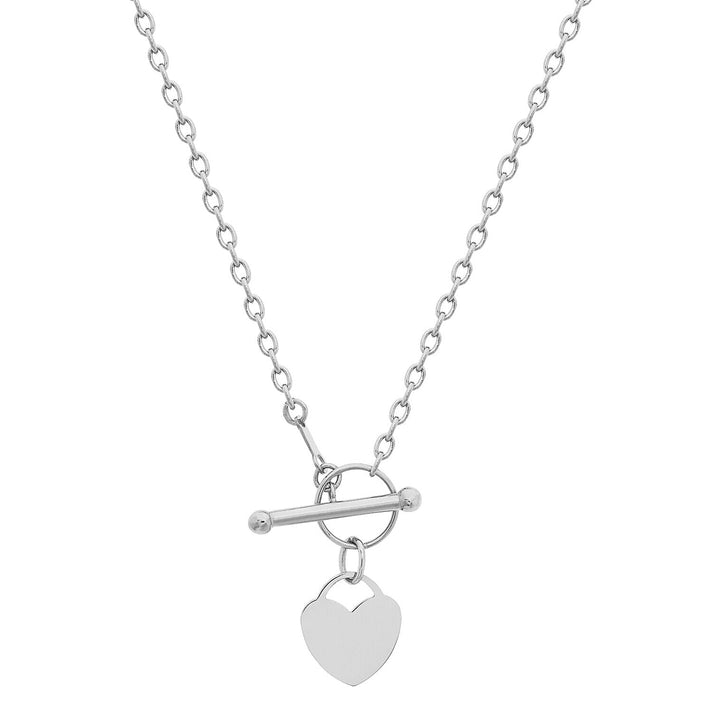 9K White Gold 11.8mm x 13.2mm Heart Charm T Bar Necklace 16 Inch 7343604 2