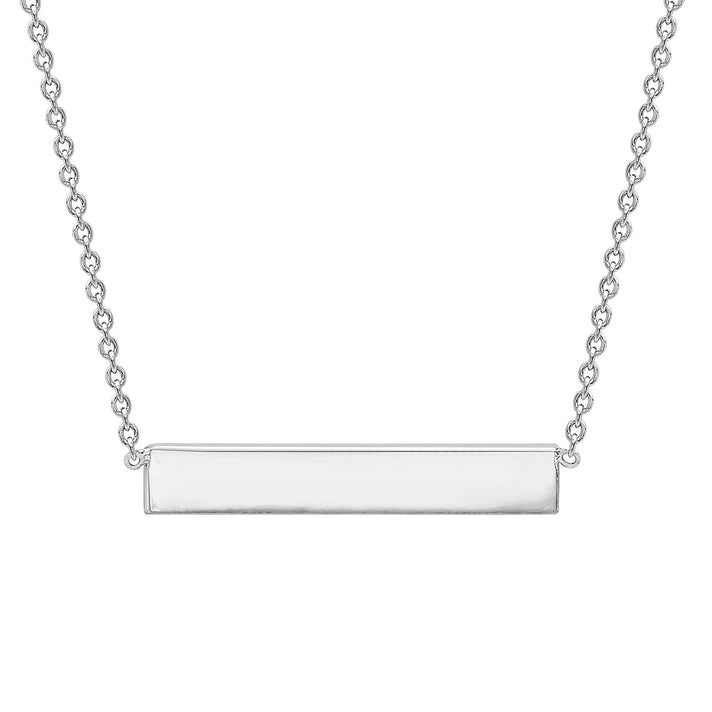 9K White Gold 22mm x 3mm Horizontal Bar Adjustable Necklace 16 Inch to 17 Inch 7445462 1