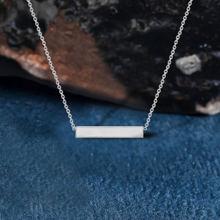 9K White Gold 22mm x 3mm Horizontal Bar Adjustable Necklace 16 Inch to 17 Inch 7445462 2
