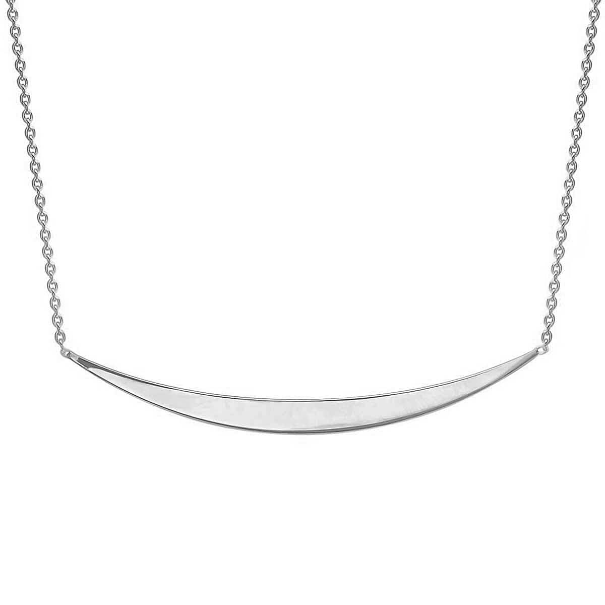 9K White Gold 41mm x 3mm Curved Bar Adjustable Necklace 16 Inch to 17 Inch 7445540 0