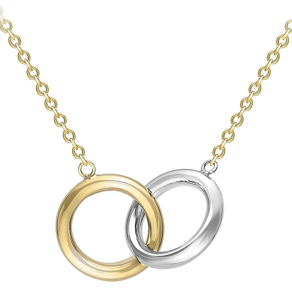 9K Two Colour Gold 11.8mm Linked Rings Adjustable Necklace 17 Inch to 18 Inch 7343584 0