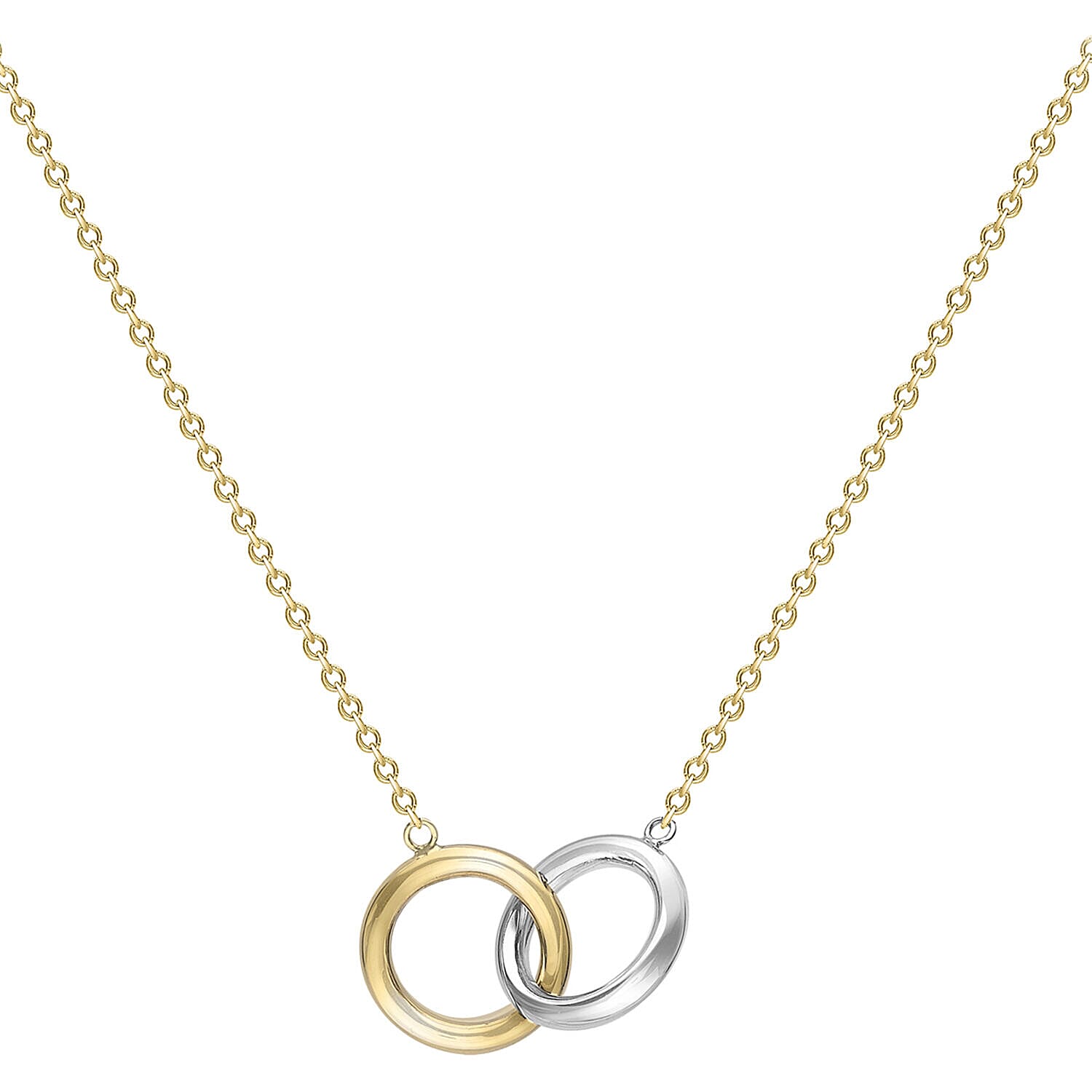 9K Two Colour Gold 11.8mm Linked Rings Adjustable Necklace 17 Inch to 18 Inch 7343584 1