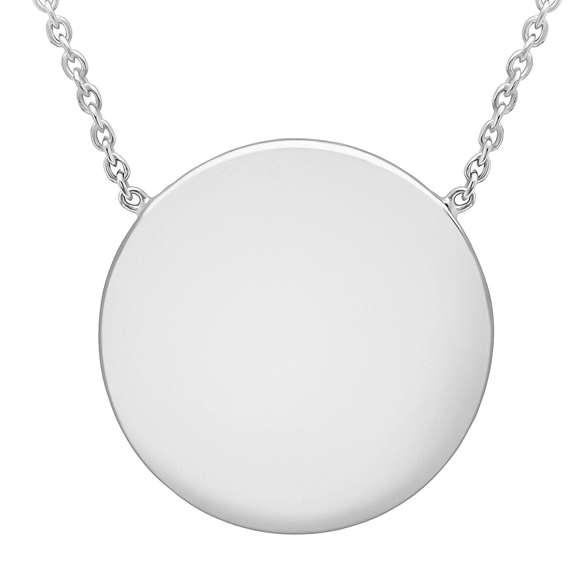 9K White Gold 15mm Disc Pendant Adjustable Necklace 16 Inch to 17 Inch 7445461 0