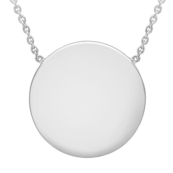 9K White Gold 15mm Disc Pendant Adjustable Necklace 16 Inch to 17 Inch 7445461 1