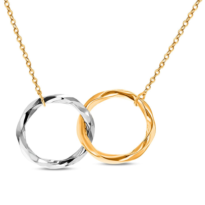9K Two Colour Gold Double Circle Interlink Necklace 17 Inch to 18 Inch 7343554 1