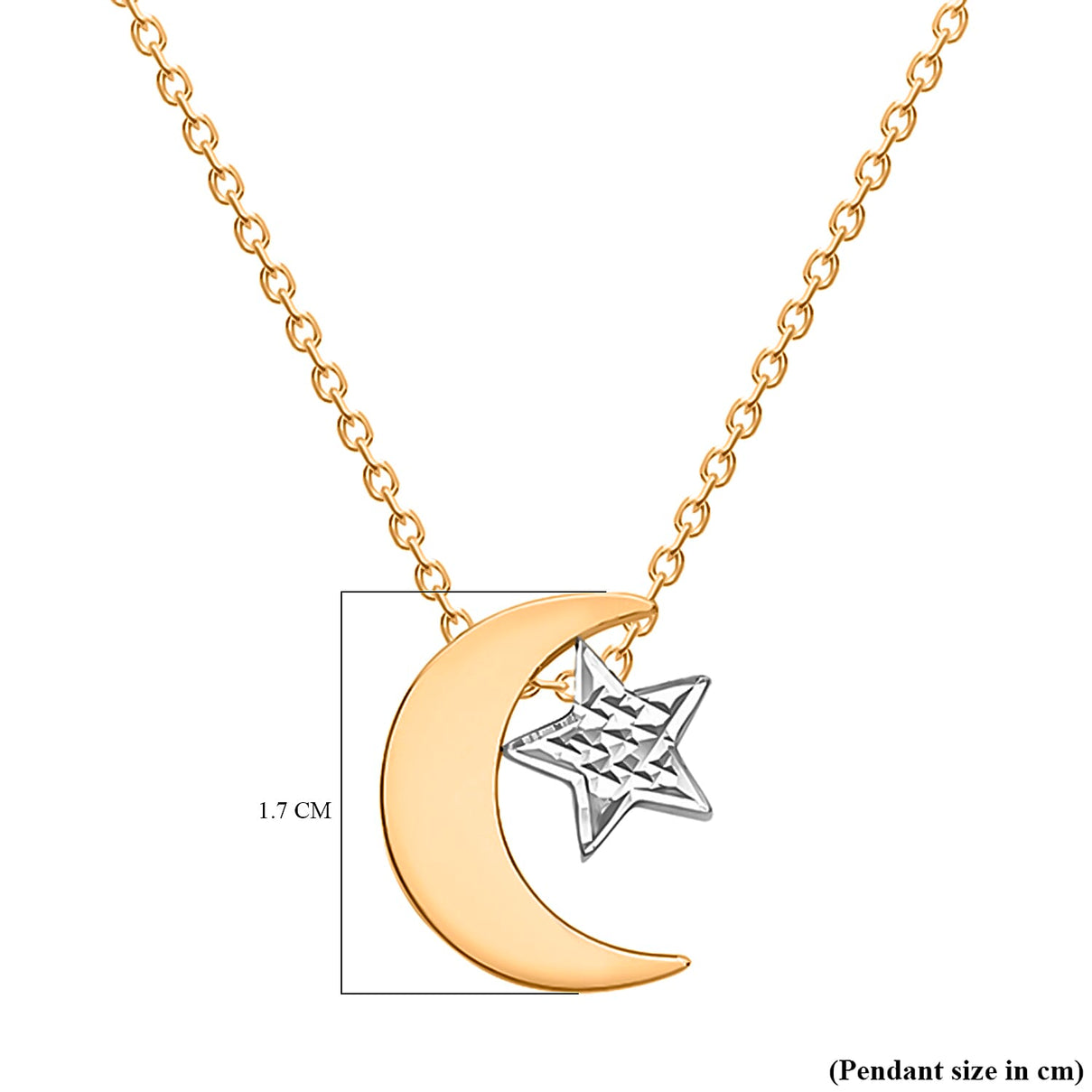 9K Two Colour Gold 10mm x 11.8mm Polished Moon and Diamond Cut Star Adjustable Necklace 17 Inch to 18 Inch 7343596 4
