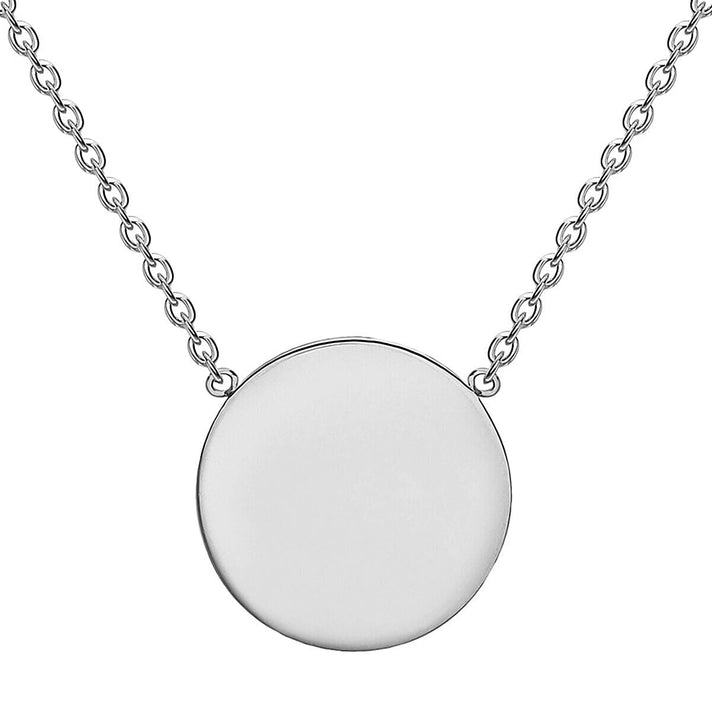 9K White Gold 10mm Disc Adjustable Necklace 16 Inch to 17 Inch 7457773 1