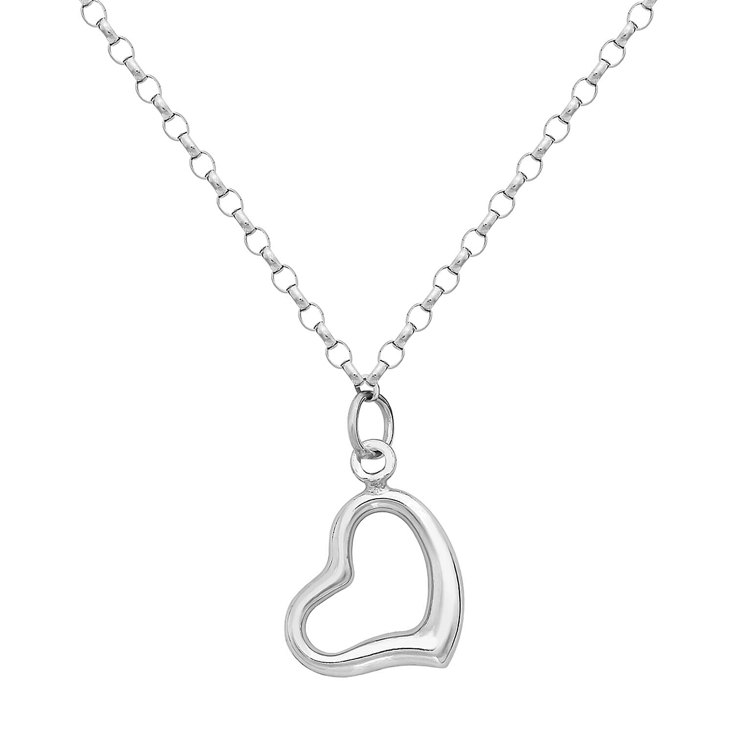 9K White Gold 10mm x 14mm Floating Heart Pendant on Round Belcher Chain Necklace 18 Inch 7343601 1