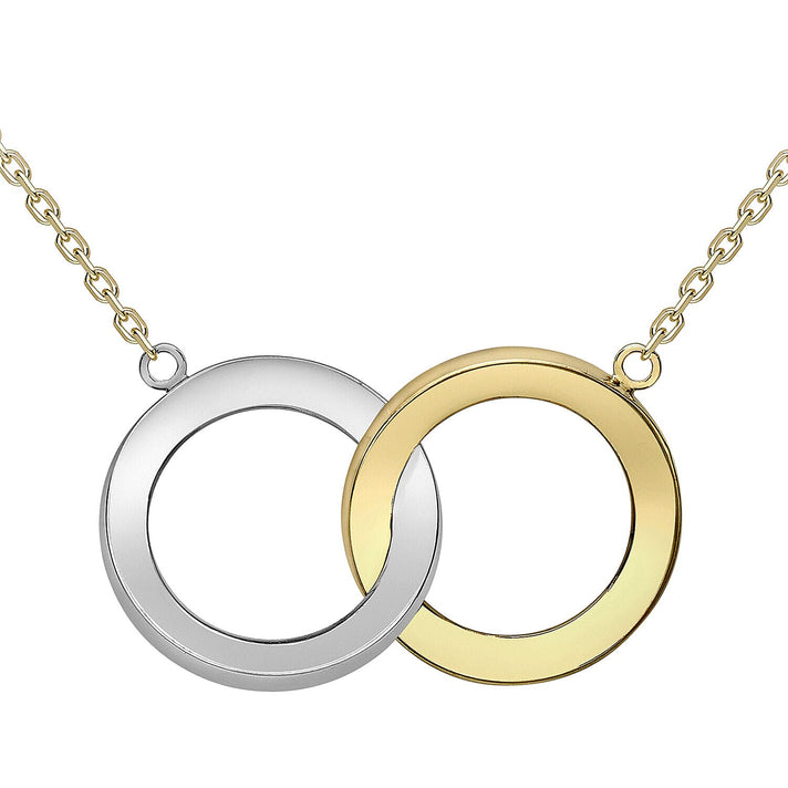 9K Two Colour Gold 14mm Linked Bevelled Rings Necklace 18 Inch 7343587 1