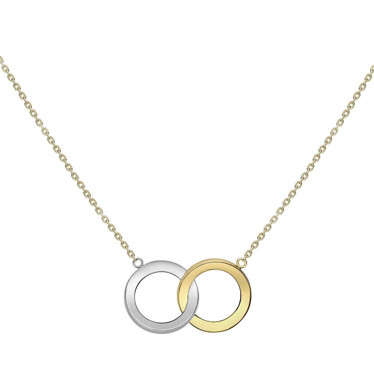 9K Two Colour Gold 14mm Linked Bevelled Rings Necklace 18 Inch 7343587 1